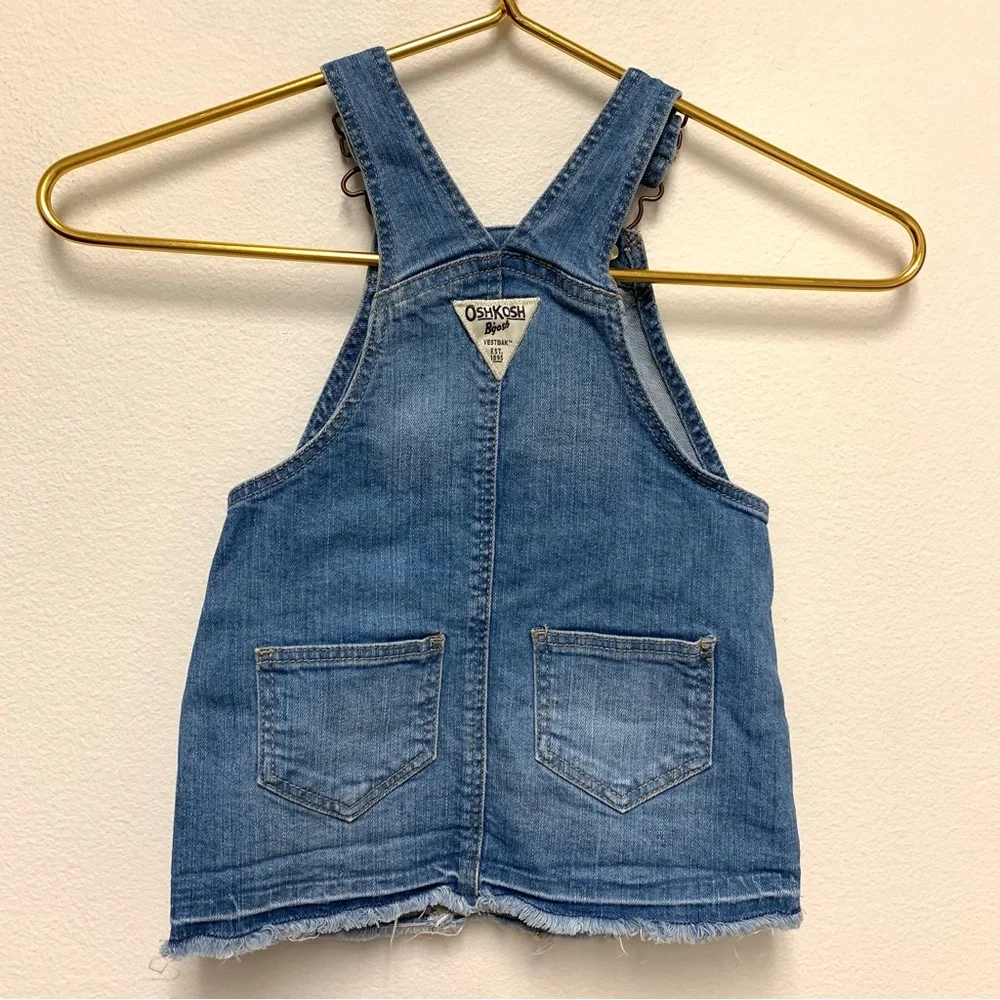Osh Kosh Denim‎ Overall Dress Lot Of 2 Size 18M Raw Hem Tiered Ruffle